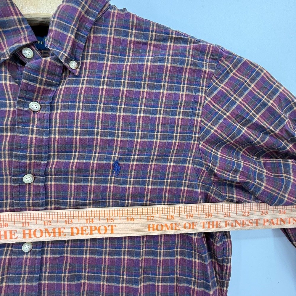 Polo Ralph Lauren Shirt Mens M Red Plaid Knit Button Up Long Sleeve Blue Pony - Picture 9 of 11